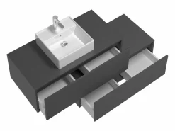 Vente-unique Mueble flotante de baño con lavabo, , 2 cajones, 94 cm, TEANA