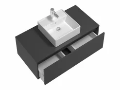 Clearance Mueble flotante de baño con lavabo, , 94 cm, TEANA Mueble De Baño Simple