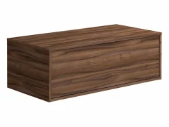 Vente-unique Mueble flotante de baño en tonos naturales oscuros y antracita, 2 cajones, TEANA
