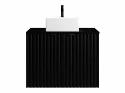 Vente-unique Mueble flotante de baño rayado con lavabo sobre encimera, L80 cm, ZILGA