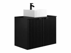Vente-unique Mueble flotante de baño rayado con lavabo sobre encimera, L80 cm, ZILGA