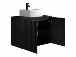 Vente-unique Mueble flotante de baño rayado con lavabo sobre encimera, L80 cm, ZILGA