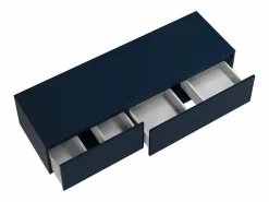Vente-unique Mueble flotante para lavabo de baño, azul noche, Ancho 150 x Alt. 32 cm, ISAURE