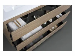 Best STANO Mueble Lavabo + Lavabo 120 cm MONTADO - Roble Claro VERONA Color natural claro