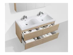Mueble lavabo + lavabo 144cm MONTADO SIENA Roble Claro Mueble De Baño Con Doble Lavabo