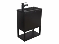 Mueble lavabo de pared NOVA de metal y madera con lavabo de resina de 40x50cm Mueble De Aseo