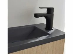 Mueble lavabo de pared NOVA de metal y madera con lavabo de resina de 40x50cm