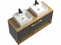 Clearance Vente-unique Mueble lavabo doble a instalar - - baño - 60 cm - YANGRA Gris antracita