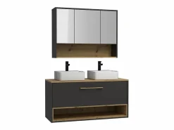 Vente-unique Mueble lavabo doble a instalar con mueble espejo - baño - 120 cm - YANGRA