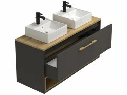 Vente-unique Mueble lavabo doble a instalar con mueble espejo - baño - 120 cm - YANGRA