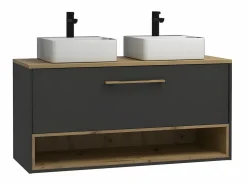 Vente-unique Mueble lavabo doble a instalar con mueble espejo - baño - 120 cm - YANGRA