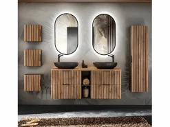 Online Mueble lavabo doble 140cm 2 nichos Gaia Madera y Mueble De Baño Con Doble Lavabo