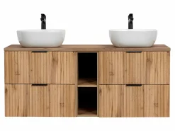 Discount Petits-Meubles Mueble lavabo doble 140cm 2 nichos Adriel Madera Color natural claro