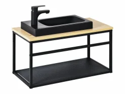 Clearance Mueble lavabo grande WILO con lavabo de resina de 60 cm Negro