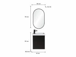 Online Mueble lavabo LISA + espejo ovalado Negro
