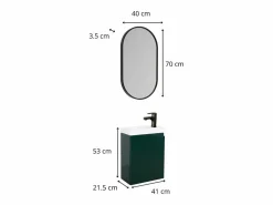 Mueble lavabo LISA + espejo ovalado Azul verdoso