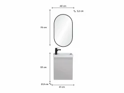 New Mueble lavabo LISA + espejo ovalado Gris