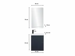 Clearance Mueble lavabo LISA + espejo + grifería Gris antracita