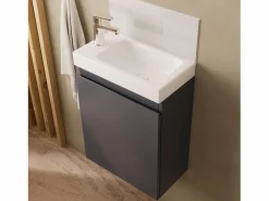 Clearance Mueble lavabo LISA + espejo + grifería Gris antracita