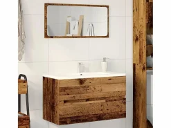 Clearance Mueble lavabo madera antigua 90x38,5x45 cm madera de ingeniería Marru00f3n