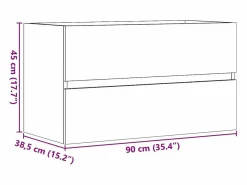 Clearance Mueble lavabo madera antigua 90x38,5x45 cm madera de ingeniería Marru00f3n