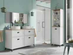 Mueble Lavabo para Baño color , Roble Cambrian - Longitud 120 x Profundidad 47 x Altura 80 cm