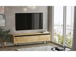 Venprodin Mueble Luvio Tv Patas De Metal 160 Cm Fieltro-Negro