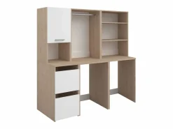 Mueble para 2 lavadoras - Natural claro y blanco - L176 x 184 x 66 cm - ERKANO Mueble Para Lavadora