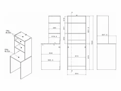Mueble para 2 lavadoras - Natural claro y blanco - L176 x 184 x 66 cm - ERKANO Mueble Para Lavadora