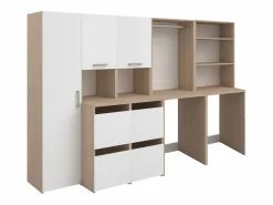 Vente-unique Mueble para 2 lavadoras con almacenamiento - Natural claro y blanco - L269 x A184 - ERKANO