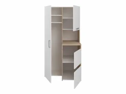 Vente-unique Mueble para 2 lavadoras con almacenamiento - Natural claro y blanco - L269 x A184 - ERKANO