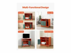 New Mueble para Caja de Arena SucceBuy Gato Armario Esconder Casa de Baño de Gato Interior Moderno, Nicho Esconder-arena en Madera, Compatible, 79,2x43x71 cm, Verde