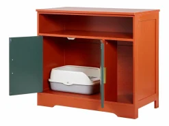 New Mueble para Caja de Arena SucceBuy Gato Armario Esconder Casa de Baño de Gato Interior Moderno, Nicho Esconder-arena en Madera, Compatible, 79,2x43x71 cm, Verde