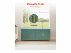 Mueble para Caja de Arena SucceBuy Gato Armario Esconder Casa de Baño de Gato Interior, con 4 Puertas y 2 Entradas, Nicho Esconder-arena en Madera, 120x45x50 cm