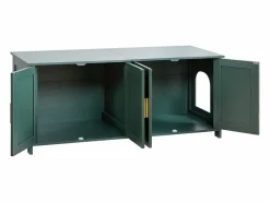 Mueble para Caja de Arena SucceBuy Gato Armario Esconder Casa de Baño de Gato Interior, con 4 Puertas y 2 Entradas, Nicho Esconder-arena en Madera, 120x45x50 cm