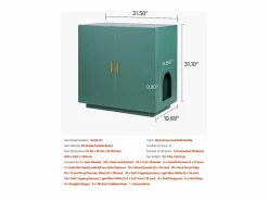 Online Mueble para Caja de Arena SucceBuy Gato Armario Esconder Casa de Baño de Gato Doble Puerta, Nicho Esconder-arena Madera con Agujeros, 80 x 50 x 79 cm Higiene Y Cuidado De Mascotas