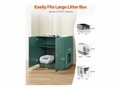 Online Mueble para Caja de Arena SucceBuy Gato Armario Esconder Casa de Baño de Gato Doble Puerta, Nicho Esconder-arena Madera con Agujeros, 80 x 50 x 79 cm Higiene Y Cuidado De Mascotas
