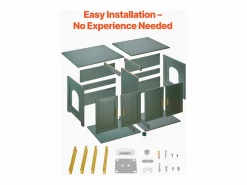 Mueble para Caja de Arena SucceBuy Gato Armario Esconder Casa de Baño Gato, con 4 Puertas de Rattán y 2 Entradas, Nicho Esconder-arena Madera, 120x45x50 cm