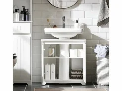 Sobuy Mueble para Debajo del Lavabo Fregadero Armario de Baño de Suelo con 2 Puertas 60 x 30 x 60 cm BZR108- II-W ES Blanco