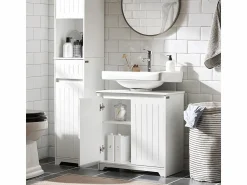 Sobuy Mueble para Debajo del Lavabo Fregadero Armario de Baño de Suelo con 2 Puertas 60 x 30 x 60 cm BZR108- II-W ES Blanco