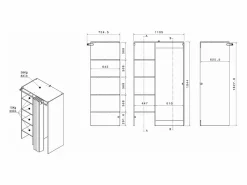 Vente-unique Mueble para el cuarto de la lavadora para 2 máquinas lavadoras - Natural claro - L111 x Alt. 184 cm - JAZANO