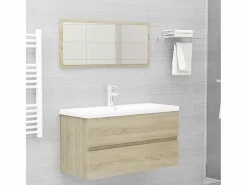 Outlet Mueble para fregadero de roble Sonoma de 90 x 38,5 x 45 cm de madera de ingeniería Marru00f3n