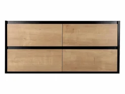 New Mueble para lavabo, color natural claro y negro, L120 cm, LANNICK Mueble De Lavabo
