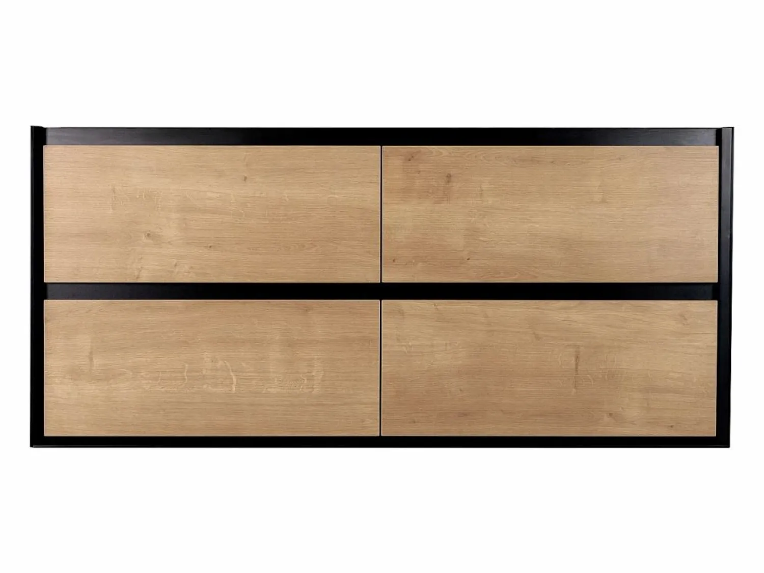 New Mueble para lavabo, color natural claro y negro, L120 cm, LANNICK Mueble De Lavabo