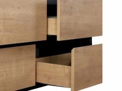 New Mueble para lavabo, color natural claro y negro, L120 cm, LANNICK Mueble De Lavabo