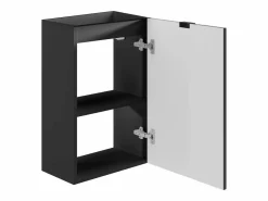 New Vente-unique Mueble para lavabo estriado con puerta reversible - Al60 x An40 x P22 - VAHIRA Negro