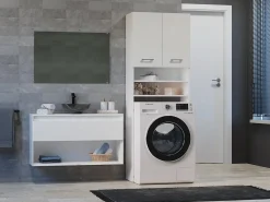 New Mueble para lavadora, 30 x 64 x 180 cm, mate Blanco
