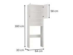 New Mueble para lavadora, 30 x 64 x 180 cm, mate Blanco