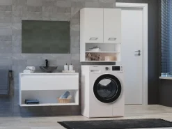 Discount Mueble para lavadora, 30 x 64 x 90 cm, mate Blanco