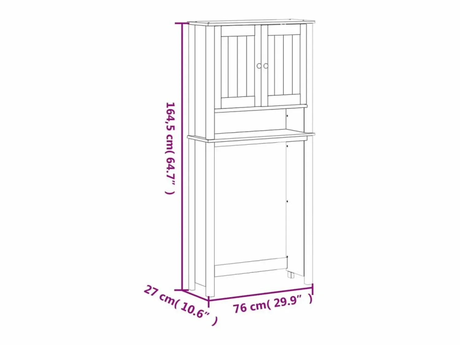 Mueble para lavadora BERG madera maciza 76x27x164,5 cm Mueble Para Lavadora